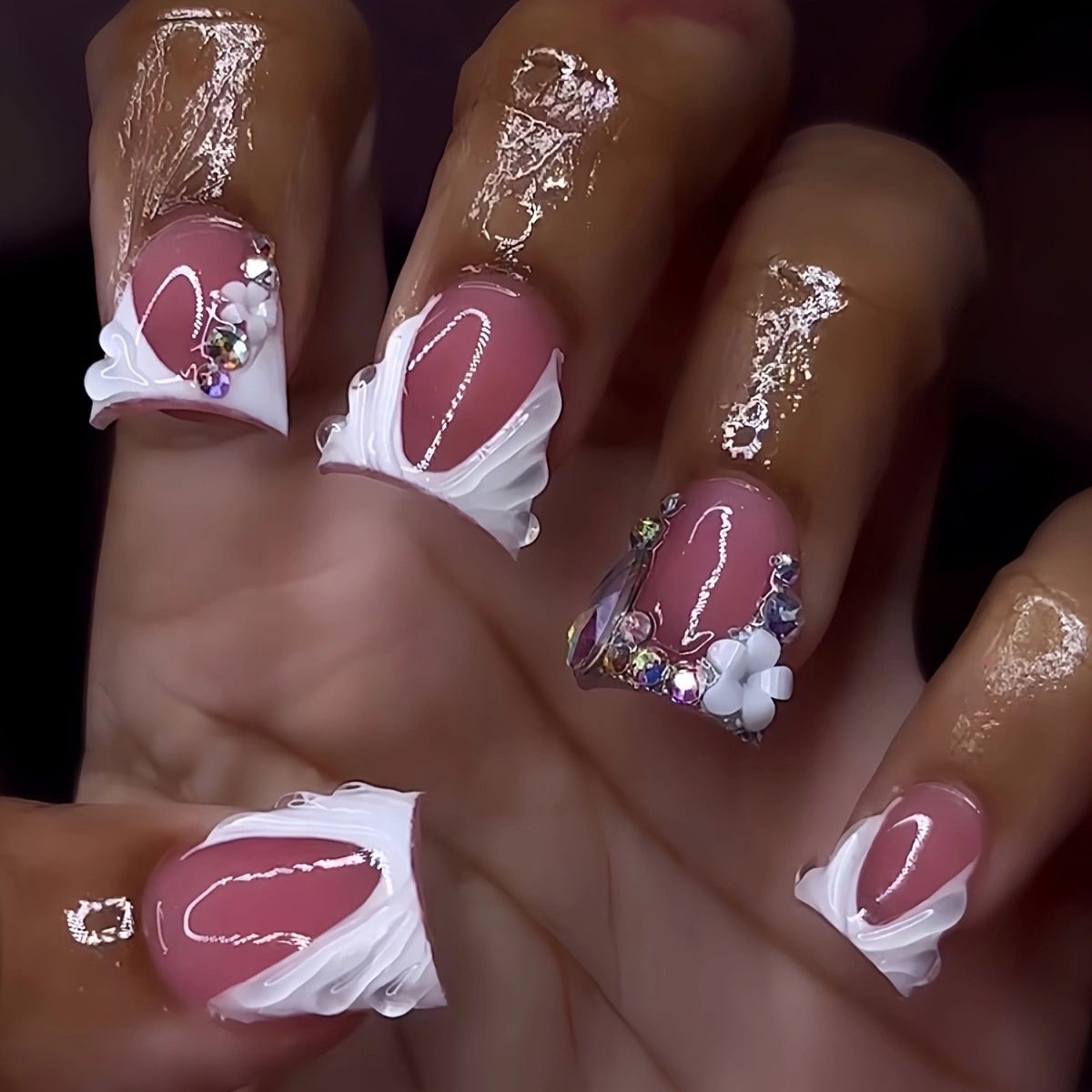 Beauty & Health Wearable Nails, Sweet And Cool, Flashing Diamond Thread, Detachable Duckbill Short False Nails_viptrois.com