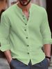 2026 High-quality Spring And Autumn Asian Men's Retro Cotton And Linen Casual Loose Solid Color Long Sleeved Shirt_viptrois.com