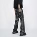 Men's Clothing High Street Washed Zipper Retro Jeans Spring And Summer Design Flared Paint Tie Dye Pants_viptrois.com