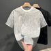 New Short-sleeved T-shirt Men's Summer New Five-pointed Star Pattern Personalized Niche Top Loose Casual Round Neck Half-sleeve_viptrois.com