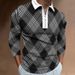 Men's Striped Digital Printing Casual Turn-down Collar Short Sleeve Polo Shirt Zipper T-shirt_viptrois.com
