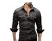 Men's Clothing long-sleeved shirt style youth casual solid color splicing men's denim shirt men_viptrois.com