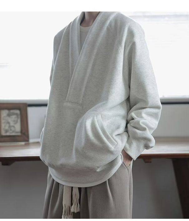 American Retro High-end Niche Design Pullover Sweater Men's Spring And Autumn Loose Lazy Style Jacket_viptrois.com