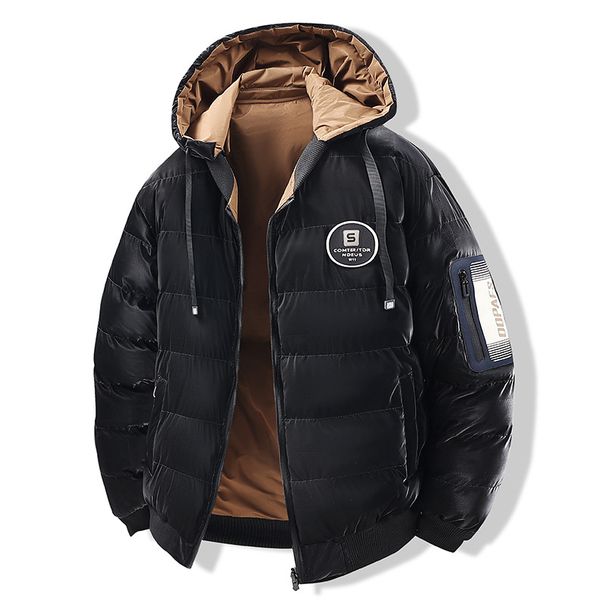 Padded Clothes Men's American Embroidery Down Cotton Thickened Loose Removable Hat Casual Warm Hooded Padded Jacket_viptrois.com
