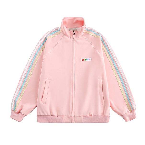 American Style Patchwork Colorful Three-Stripe Zipper Stand Collar Sweatshirt Jacket Spring Autumn Men's Trendy Brand_viptrois.com
