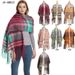 Unisex Shawl Autumn-winter woven dog tail looped yarn plaid fringe scarf_viptrois.com