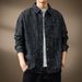 Men's Clothing Retro Jacquard Denim Shirt Loose Large Size Striped Washed Jacket Coat_viptrois.com