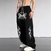 Y2K Gothic Print Jogger Pants – Unisex Wide-Leg Sweatpants With Drawstring, Dark Aesthetic Streetwear_viptrois.com