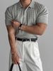 Men's Clothing American Style Lapel Short Sleeved T Shirt Knitted Polo Shirt Men's Fashion Summer Slim Elastic Casual All Match T Shirt Top_viptrois.com