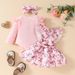 "3-Piece Baby Girl Dress Set With Ruffled Sleeves, Bow Details & Overalls – Soft Cotton Knit, Cute Animal & Floral Prints (80-100cm, 1-3 Years)"_viptrois.com