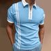 Summer T-shirts Men Men's Zip Polo Work Wear Turndown Clothes Tops Quarter Short Sleeve Fashion Classic Style Tropical Zipper_viptrois.com