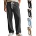 Loose New Leisure Straight Jacquard Knitted Tethered Dating Sports Trousers_viptrois.com