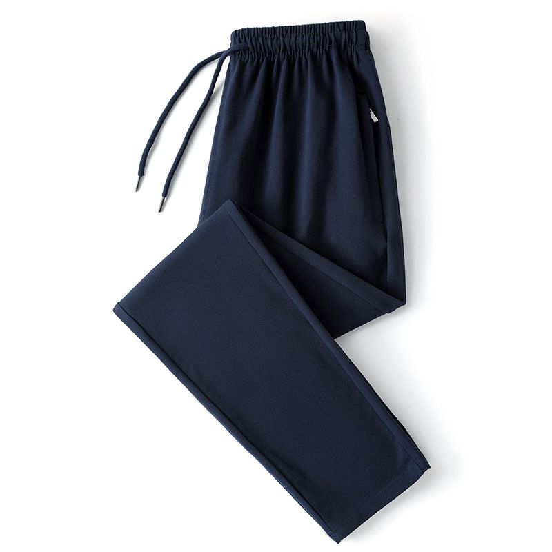 Men's Clothing Cotton Sports Pants Men's Casual Pants Plus Size Loose Straight Trousers Cuffed Pants_viptrois.com