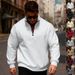 Men's Casual Stand Collar Half-Zip Fleece Hoodie - Loose Fit, Warm & Comfortable, European Size_viptrois.com