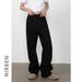 Nirben Men's Style Solid Color Sweatpants Elastic Waist Loose Flare Casual Wide Leg Sports Pants_viptrois.com
