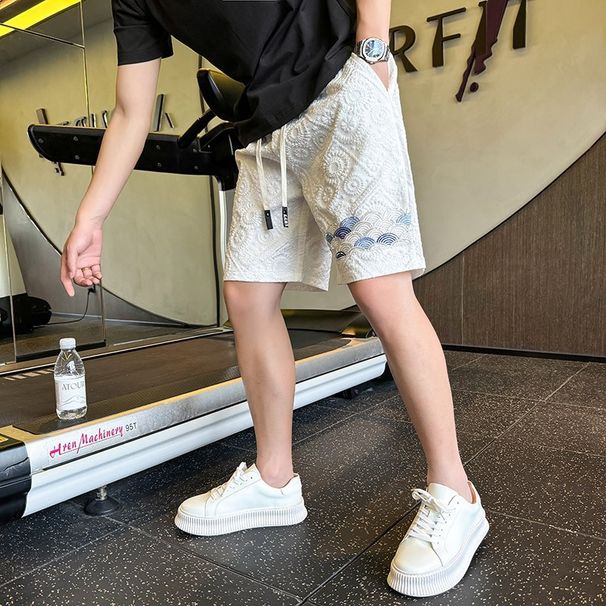 Textured Jacquard Shorts Men, Summer Trendy Brand, Personalized Half-length Pants, Casual Sports, Home Wear, Loose And_viptrois.com