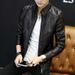 Men's Clothing Autumn and Winter Men's PU Leather Jacket Men's Thin Casual Men's Jacket Stand Collar Slim Leather Jacket Youth_viptrois.com