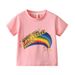 Children's Short Sleeved Summer New 2025 Girls T Shirt Baby Girl Rainbow Cartoon Short Sleeved Korean Version Top Children's Clothing T Shirt_viptrois.com