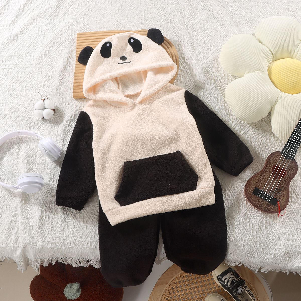 New Autumn And Winter Puff Velvet Suits For Boys And Girls Baby Cartoon Cute Bear Pullovers For Small And Medium Children Leisure Two Pieces_viptrois.com
