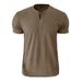 European And American Men's Tall Short-sleeved Heavyweight Henry Shirt, Overalls Cross-border Large-size Men's Crew Neck T-shirt Basic_viptrois.com