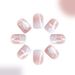 Short Shiny Square Armor Irregular White Stripes Wearing Manicure Pieces Fresh Fashion All-match European and American Foreign Trade 24 Pieces_viptrois.com
