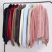 Large shawl scarf with double flanged pile collar fringe_viptrois.com
