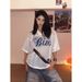 Mesh Letter Print V-neck Short-sleeve T-shirt , Summer Hollow-out Short Jersey, Loose-fitting Top For Both Men_viptrois.com