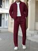 Men's Zip-Up Jacket & Pants Set – Polyester Blend Slim-Fit Outerwear For Casual & Street Style (Black/Wine/Beige/Navy/Olive, S-XXXL)_viptrois.com