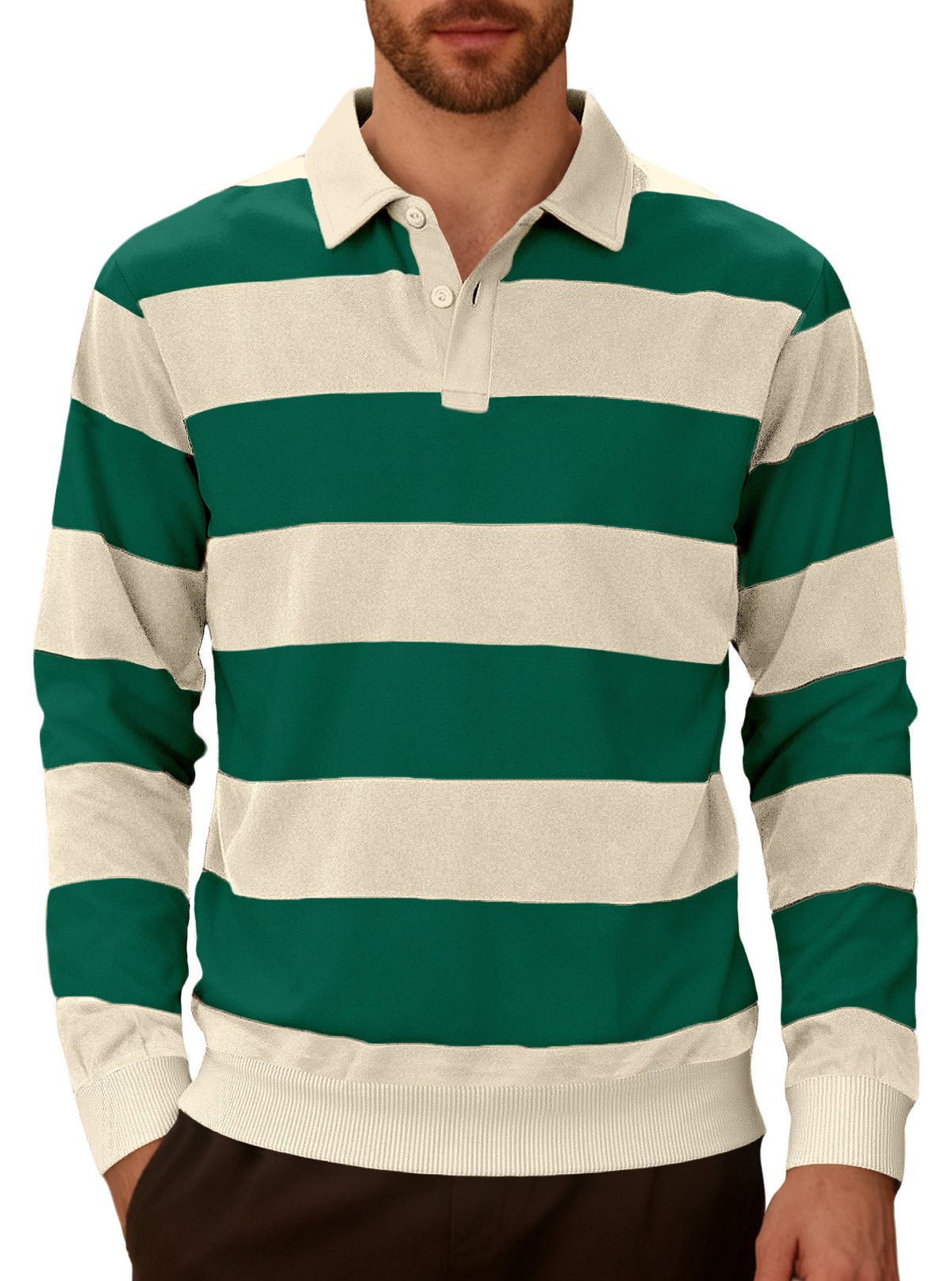 Men's Contrast-Trim Polo Shirt – Stretch Knit Business Casual Top With Color-Blocked Collar (XS-XXL, Quick-Dry Polyester, Slim Fit)_viptrois.com