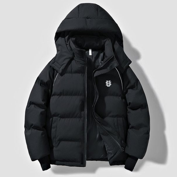 Men's Clothing Couple Cotton Padded Winter Hooded Loose Versatile US Embroidered Solid Color Windproof And Cold Resistant Cotton Coat_viptrois.com