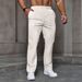Men's Clothing Four Seasons New Leisure Jacquard Drawstring Loose Leisure Solid Color Pocket Sports Trousers_viptrois.com