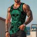 2026 Cross-Border Summer Beach Vacation Skull Print Fitness Workout Casual Style Men's Vest_viptrois.com