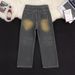 Men's Clothing Retro Straight Jeans For Men And Women Loose Wide Leg Tie Dyed Flared Trousers_viptrois.com