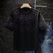 Fashionable Men's Versatile Korean Style Short Sleeved Summer New Round Neck Short Sleeved Casual Hot Diamond Full Star Short Sleeved T Shirt_viptrois.com