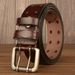 Factory special wholesale new double pin buckle men's belt cowhide personality belt men's casual jeans belt_viptrois.com
