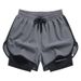 Men's Clothing Summer Sports Shorts Men's Quick Drying Running Basketball Training Fitness Mid Length Pants With Lining High Elastic_viptrois.com
