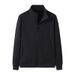 Men's Oversized Baseball Jacket - Workwear-Inspired Stand Collar Zip-Up Cardigan (Black/Light Gray) - Thick Cotton Loose Fit Casual Coat_viptrois.com