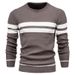 1 Striped Knit Pullover Casual Round Neck Autumn Winter Color Block In Stock Sweater European Size Men's Beige_viptrois.com