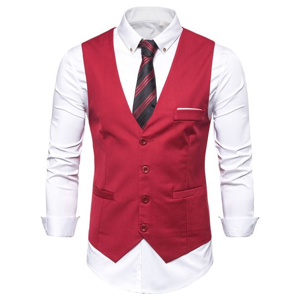 Men's Clothing Non Ironing Slim Fit Professional Suit Vest Workwear Business Formal Wear Vest Waistcoat Work Clothes Suit_viptrois.com