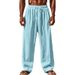 Men's Clothing Men's Linen Beach Pants Large Size Outdoor Travel Trousers Casual Breathable Pants_viptrois.com