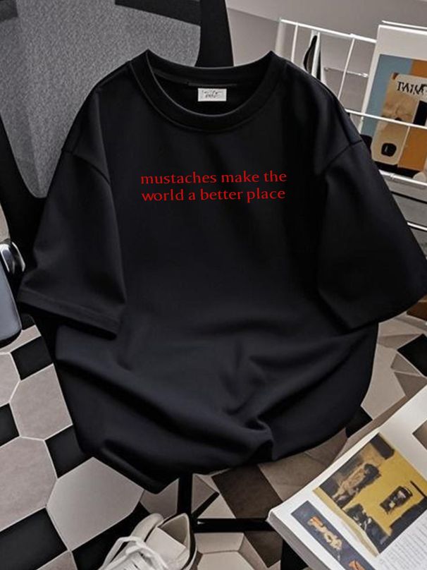Mustaches Make The World A Better Place Funny Mustache Lover T-Shirt Unisex Comfortable Breathable Fashion Casual Summer Slightly Designer Clothes_viptrois.com