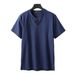 Men's Summer Thin Linen T-Shirt Set Chinese Style Tang Suit Lay Buddhist Meditation Robe Two Piece Cotton Linen Clothing_viptrois.com