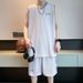 Casual Sports Suit Men Summer Sleeveless T-Shirt Vest Shorts Two-Piece Set For Teen Boys Ice Silk Cool Basketball Outfit_viptrois.com