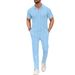 Men's Solid Color Knit Polo Shirt With Long Pants Casual Suit - Lightweight & Breathable Fabric For Everyday Comfort_viptrois.com