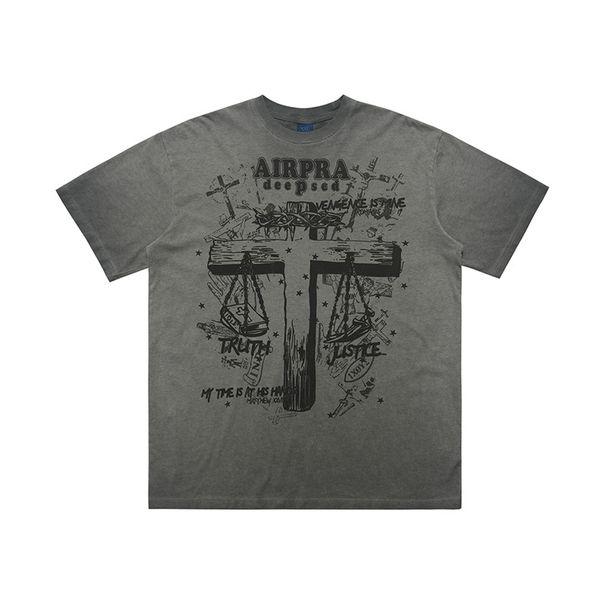 Men's Clothing brand reverse fried edge print pure cotton short sleeved T shirt men and women bottoming tops autumn and winter_viptrois.com