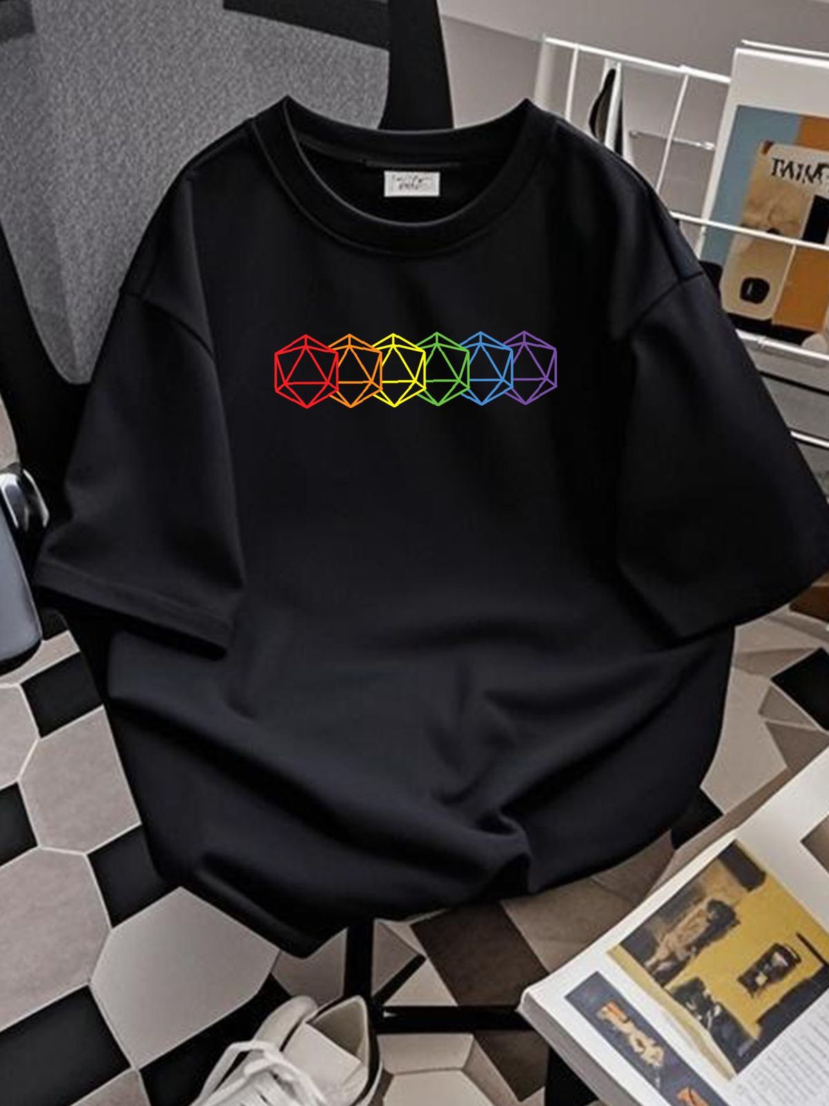 Rainbow D20 Dice LGBTQ Dungeon Gamer Dragon Advent Collaboration Backpack Large Capacity Cute Foldable 3d Printing Stylish Fashion Stretched_viptrois.com