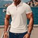 Men's Clothing Jacquard Breathable Casual V Neck Top Popular Buckle_viptrois.com