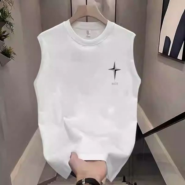 Men's Clothing Sports Vest Men's Summer Loose Outer Wear Sleeveless T Shirt Boys Casual Wide Shoulder Waistcoat Top_viptrois.com