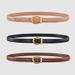 Women's Belt Smooth Buckle Female Student Genuine Leather Korean Style Simple Pants Belt Female Decorative Belt_viptrois.com