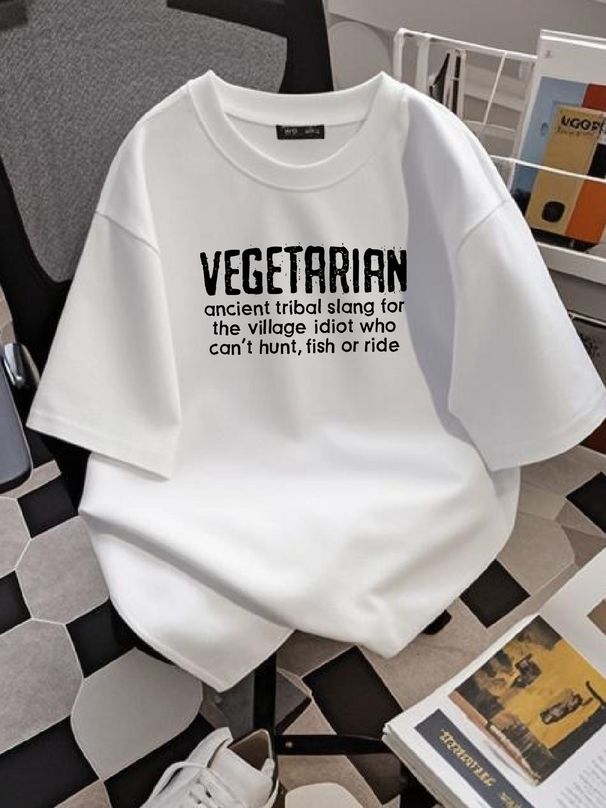 Vegetarian Funny Definition T-shirt Humorous Foodie Gift Anti Vegetarian Tee Comfortable Stretched Homme Versatile Breathable Casual Soft Graphic_viptrois.com
